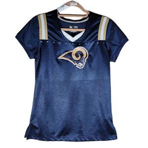 Rams NFL Team Blue Gold Shirt Women Size M